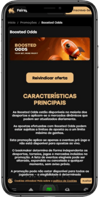 Captura de tela da página de bônus do Fairspin em um dispositivo móvel