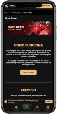 Captura de tela da página de bônus do Fairspin em um dispositivo móvel