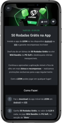 50 Rodadas Grátis na App Leon bet