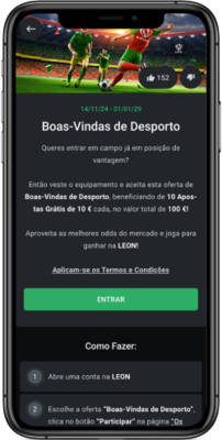 Bónus de Boas-Vindas Leon bet