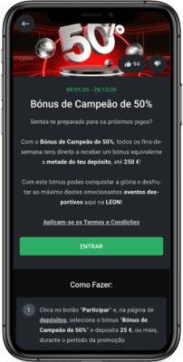 Bónus de Campeão de 50%