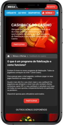 Cashback de casino Megapari