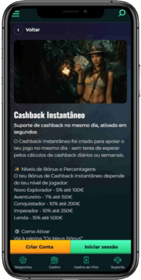 Captura de tela da página promocional do cassino Spinbetter em um dispositivo móvel