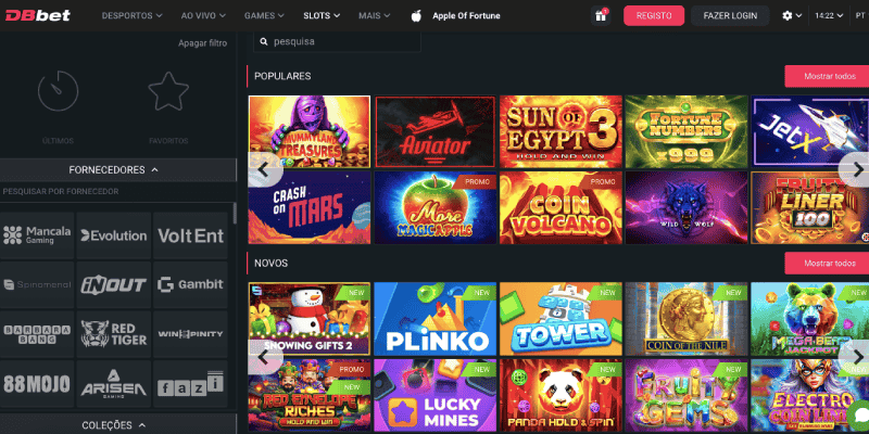 Captura de ecrã da página do casino DBbet