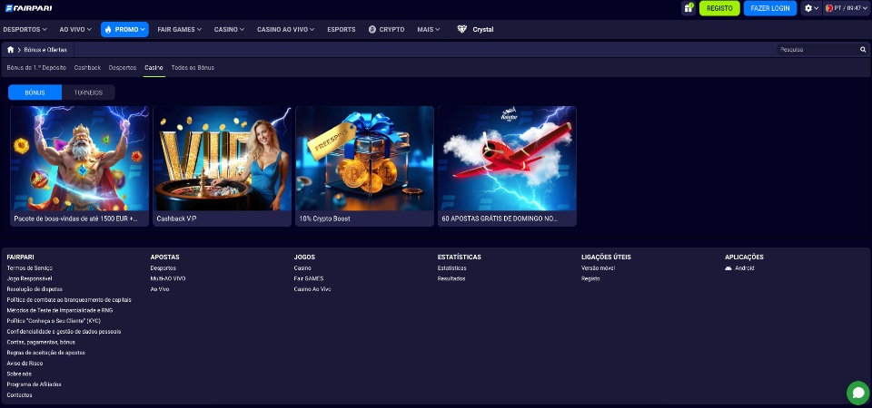 Bônus e promoções FairPari casino