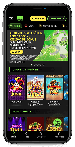 Captura de ecrã móvel da página do casino 888Casino