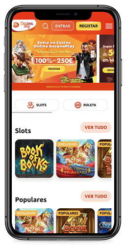 Captura de ecrã móvel da página do casino Bacana Play