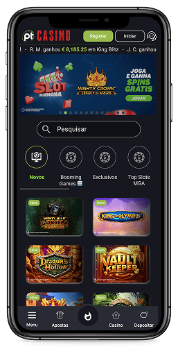 Captura de ecrã móvel da página do casino Placard