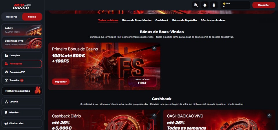 Bônus e promoções Redracer casino