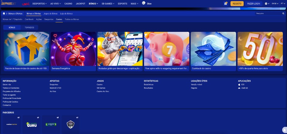 Bónus e promoções SapphireBet