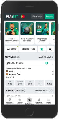 Captura de ecrã móvel da página de desporto da Planbet