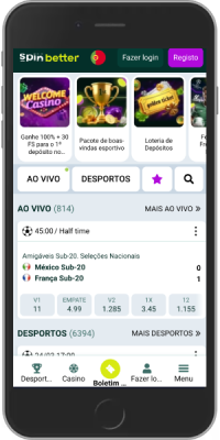Captura de tela da página esportiva do Spinbetter