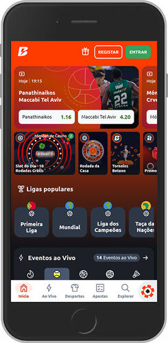 Captura de ecrã móvel da página inicial da Betano