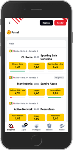 Captura de ecrã móvel da página desportiva da Betclic