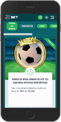 Página de Bónus de Boas-Vindas para Apostas Desportivas da 22bet Portugal