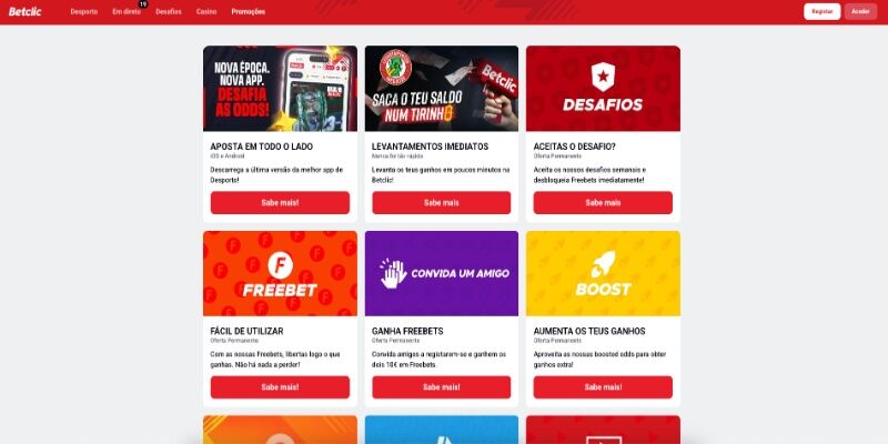 Captura de ecrã da página promocional Betclic