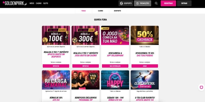 Captura de ecrã da página promocional GoldenPark