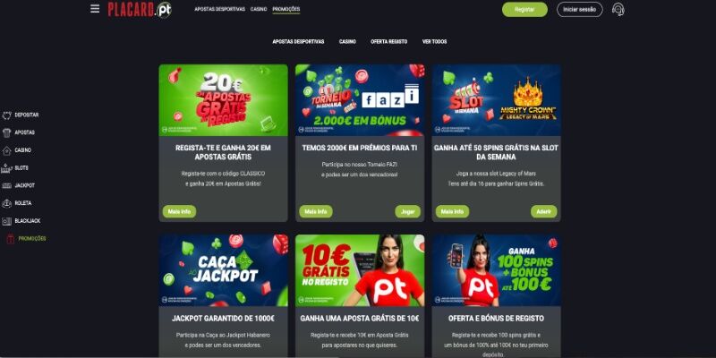 Captura de ecrã da página promocional Placard