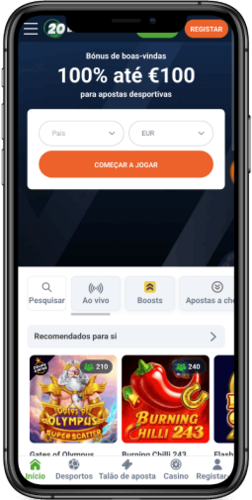 Captura de tela da página principal do site 20Bet