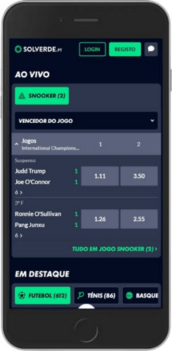 Captura de ecrã móvel da página de desporto da casa de apostas Solverde