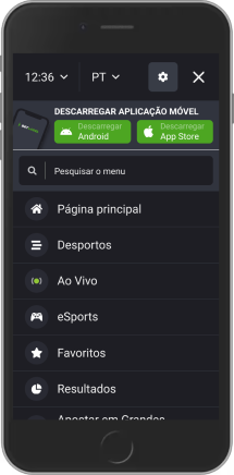 Captura de tela móvel da página do menu BetLabel