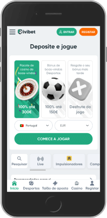 Captura de ecrã da página inicial do IviBet no telemóvel