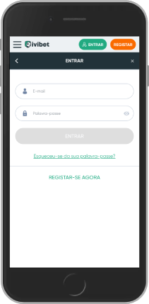 Captura de tela móvel da página de login da IviBet