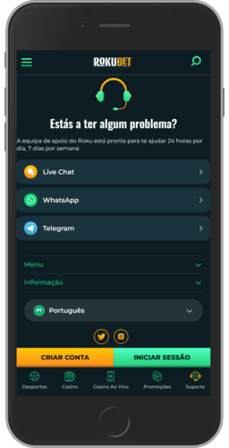 Imagem da página de apoio da Rokubet