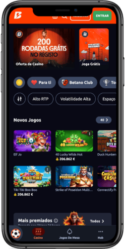 Captura de tela da página do cassino Betano