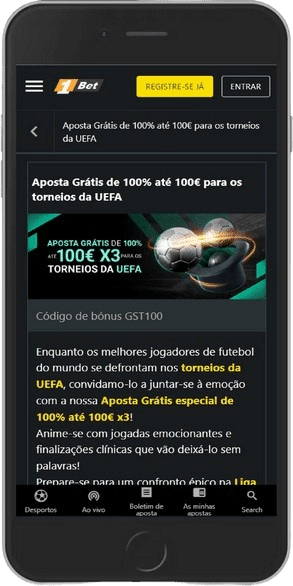 Captura de tela da página de bônus – aposta grátis de 100% até 100€ X3 para os torneios da UEFA