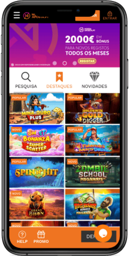 Captura de tela da página do cassino Nossa Aposta