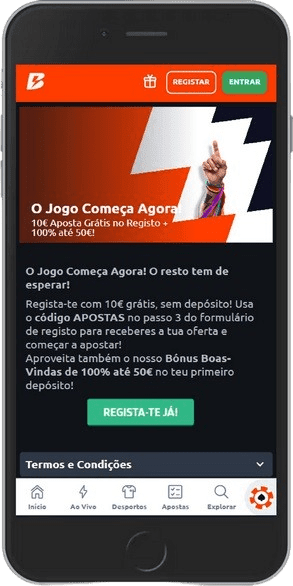 Captura de tela da página de bônus – Bónus de primeiro depósito até 50€