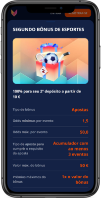 Captura de ecrã do telemóvel relativa ao bónus pelo segundo depósito