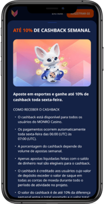 Captura de ecrã do telemóvel para o bónus de reembolso