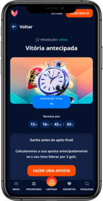 Captura de ecrã da versão móvel para o bónus de vitória antecipada NHL