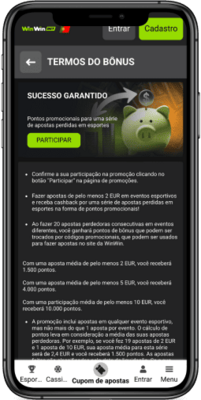 Captura de ecrã da página de promoção Sucesso garantido