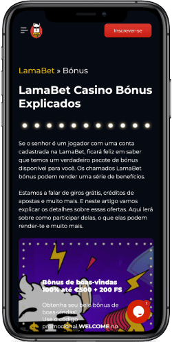 Captura de ecrã do bónus da casa de apostas LamaBet