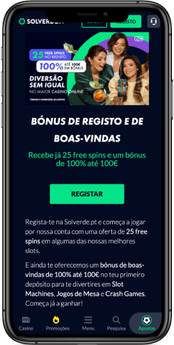 Captura de ecrã do bónus da casa de apostas Solverde.pt