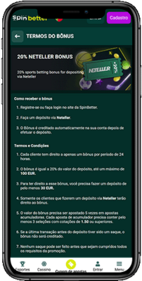 Captura de tela da página de bônus esportivos do Spinbetter em um dispositivo móvel 11
