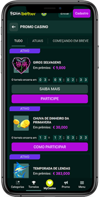 Captura de tela da página promocional do cassino Spinbetter em um dispositivo móvel 6