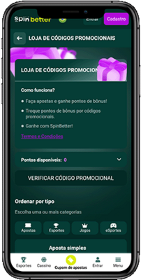 Captura de tela da página promocional do cassino Spinbetter em um dispositivo móvel 7