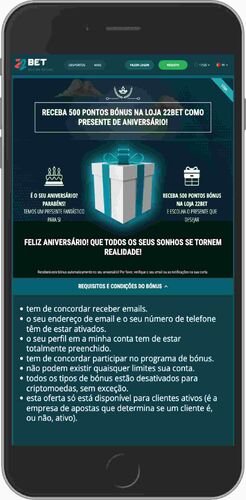 Ecrã bónus de aniversário da 22bet