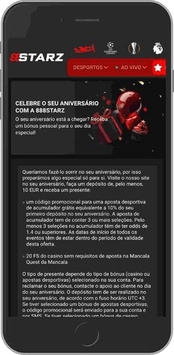 Ecrã bónus de aniversário do 888starz