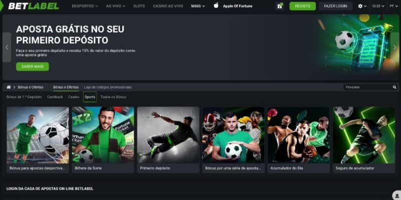 Captura de ecrã da página promocional - Betlabel