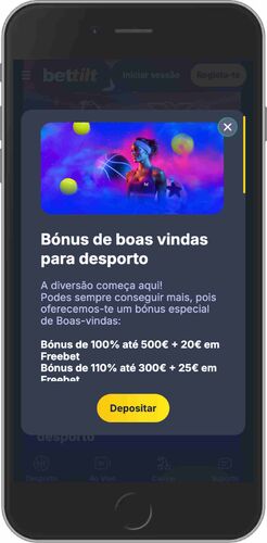 Ecrã bónus de boas-vindas da Bettilt