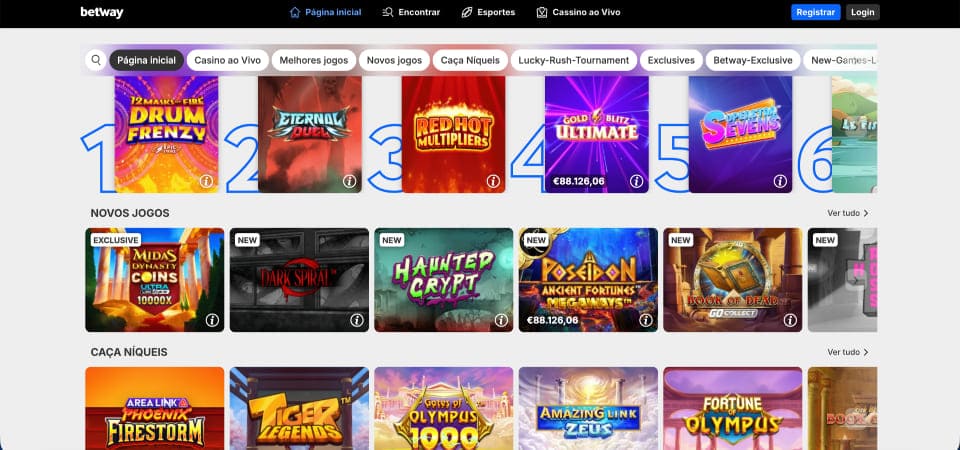 Página do casino Betway