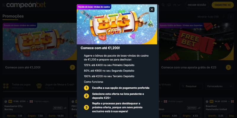 Campeonbet Casino Pacote de Bónus de Boas Vindas captura de ecrã