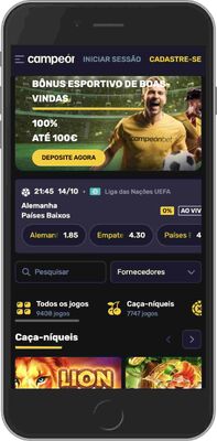Captura de ecrã móvel da página principal do Campeonbet