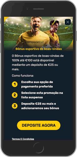 Ecrã de bónus de boas-vindas do Campeonbet Sports