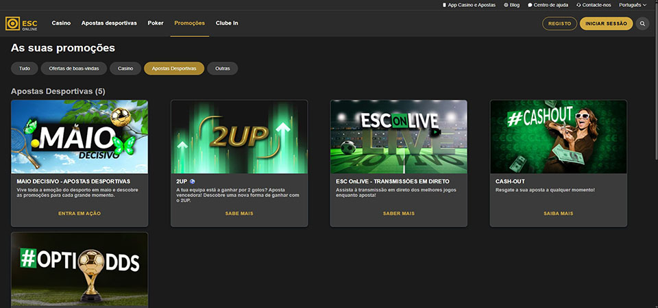 Captura de tela da página promocional da Esc Online